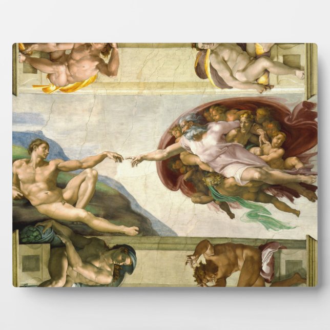 Die Gründung von Adam durch Michelangelo Kunst Fotoplatte (Vorderseite)