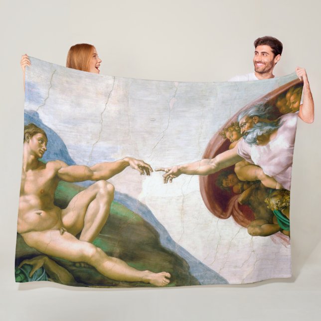 Die Gründung von Adam, Michelangelo Fleecedecke (Beispiel)