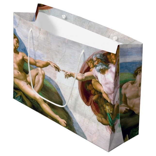 Die Gründung von Adam, Michelangelo Große Geschenktüte (Vorderseite Schrägansicht)