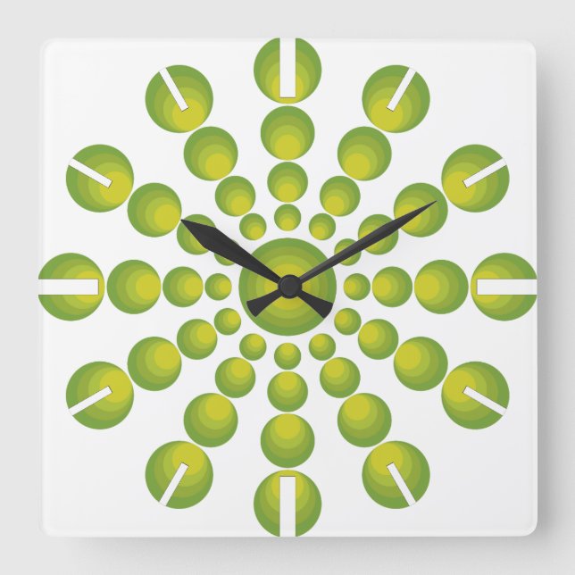 Die Grüne der 70er Jahre Quadratische Wanduhr (Vorderseite)