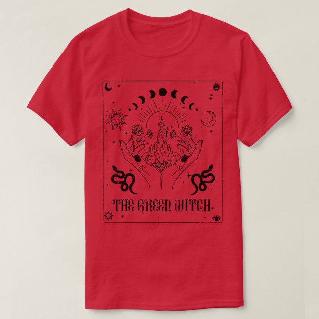 Die grüne Hexe, die Erdhexe, Celestial Boho Hexe T-Shirt (Design vorne)