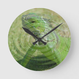 Die grüne Iguana Runde Wanduhr