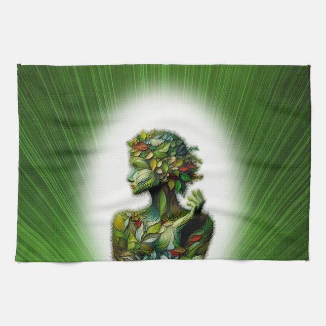 Die grüne Lady Geschirrtuch (Horizontal)