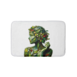Die grüne Lady - weißer Hintergrund Badematte