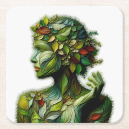 Die grüne Lady - weißer Hintergrund Rechteckiger Pappuntersetzer