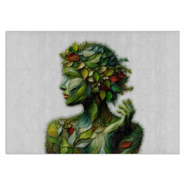 Die grüne Lady - weißer Hintergrund Schneidebrett