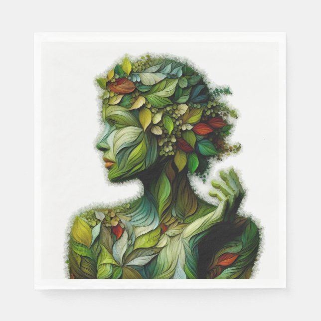 Die grüne Lady - weißer Hintergrund Serviette (Vorderseite)