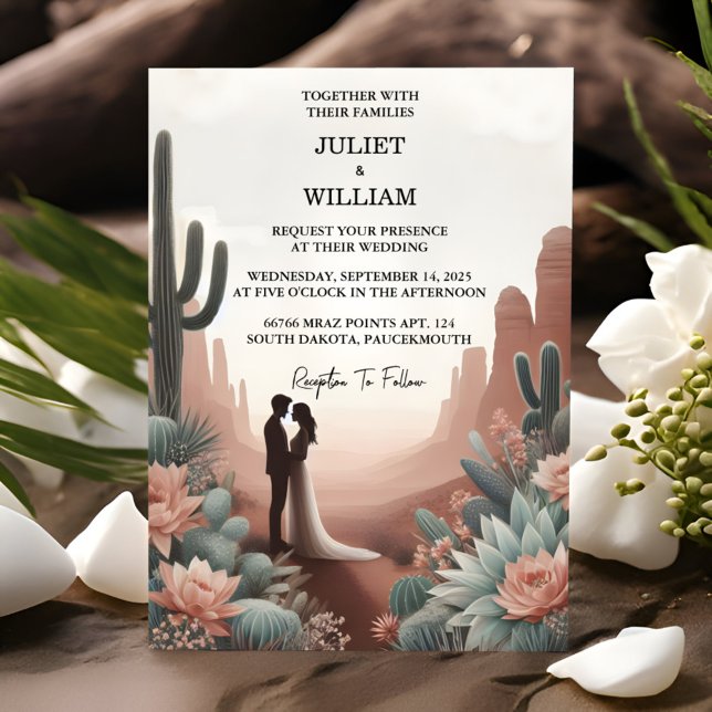 Die grüne Leaf-Wüste Cacti Sukkulente Hochzeit Einladung (Von Creator hochgeladen)