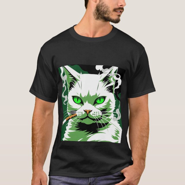 Die grüne mit Augen Katze T-Shirt (Vorderseite)