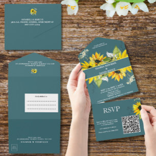 Die grüne Sonnenblume von Smokey in einer Hochzeit All In One Einladung