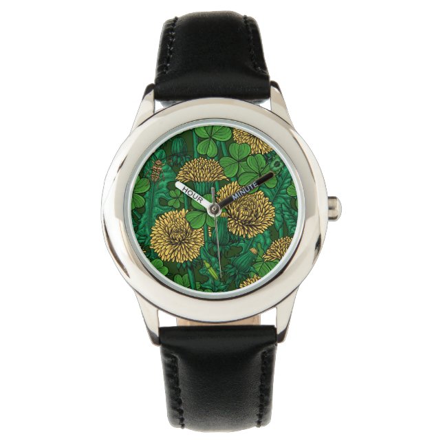 Die grüne und gelbe Wiese Armbanduhr (Vorderseite)
