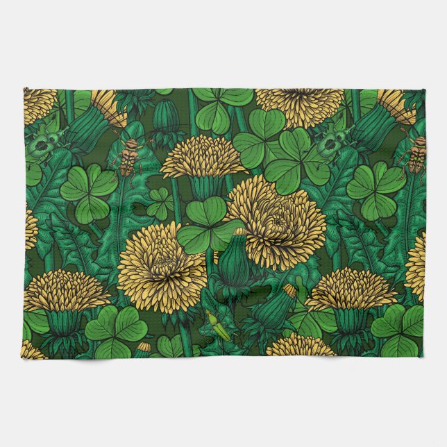 Die grüne und gelbe Wiese Geschirrtuch (Horizontal)