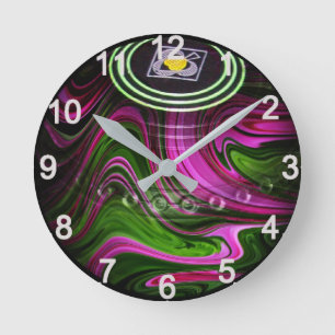 Die grüne und rosa Schüssel, die Wall-Uhr Runde Wanduhr