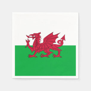 Die grüne und rote Flagge von Wales mit dem Drach Serviette