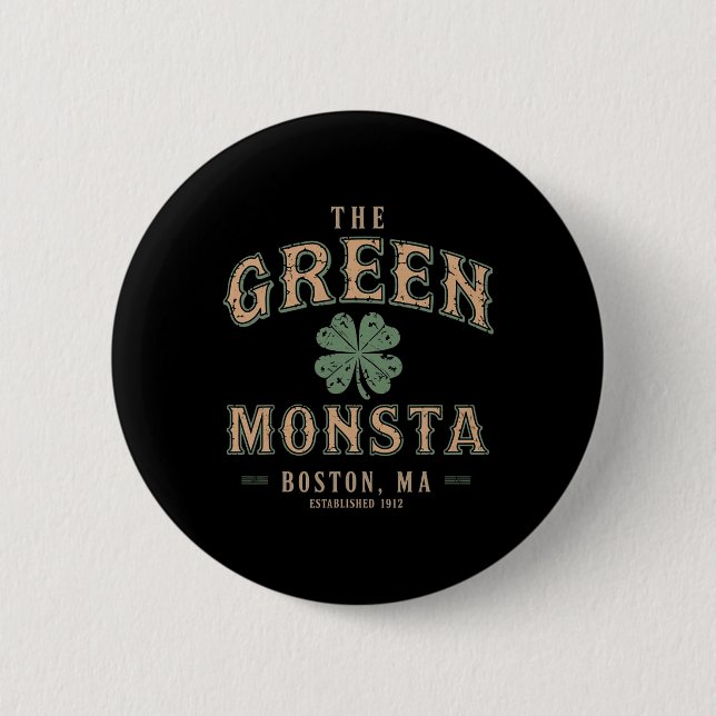 Die grünen Monsta-Outfits St. Patricks Day Boston  Button (Vorderseite)