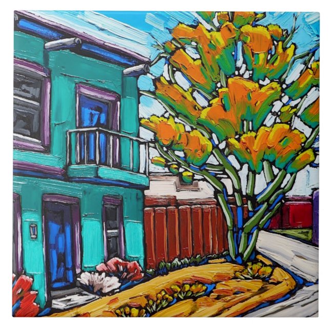 Die "grünes Streetcorner, Tucson-Barrio-" Fliese (Vorderseite)