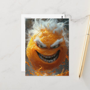 Die gruselige orange Frucht mit weißen Haaren Postkarte