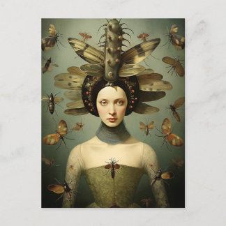 Die gruselige Retro-Bug-Lady Postkarte