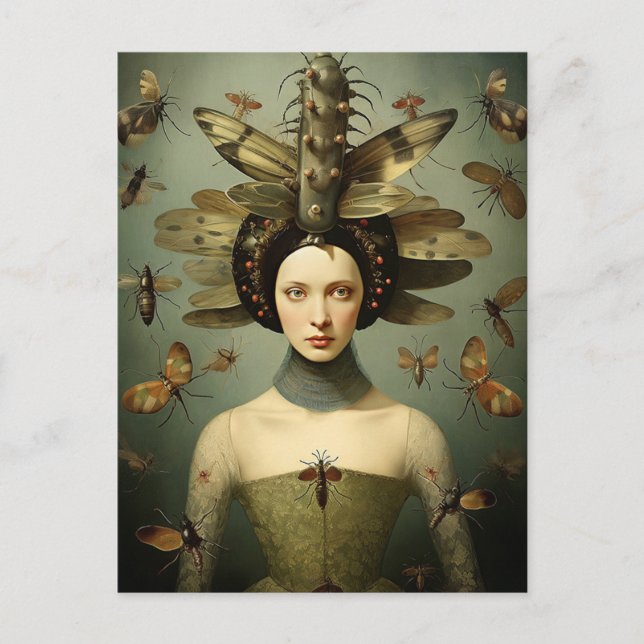 Die gruselige Retro-Bug-Lady Postkarte (Vorderseite)