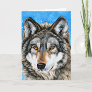 Die Gruß-Karten der gemalten Wolf-Jahreszeit Feiertagskarte