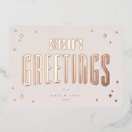 Die Grüße der blassrosa Jahreszeit sind die Retro- Folien Feiertagskarte