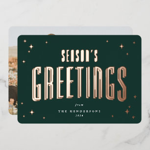 Die Grüße der dunklen Grünen Jahreszeit Retro-Star Folien Feiertagskarte