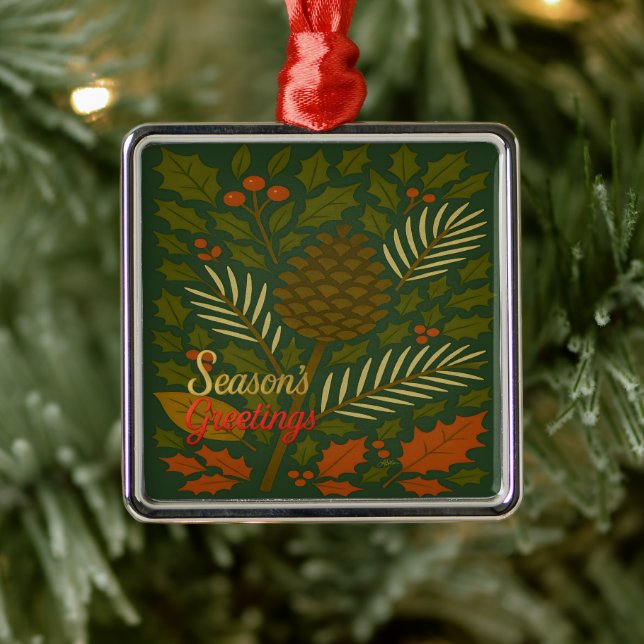 Die Grüße der Herbst- und Winterferien-Saison Ornament Aus Metall (Baum)