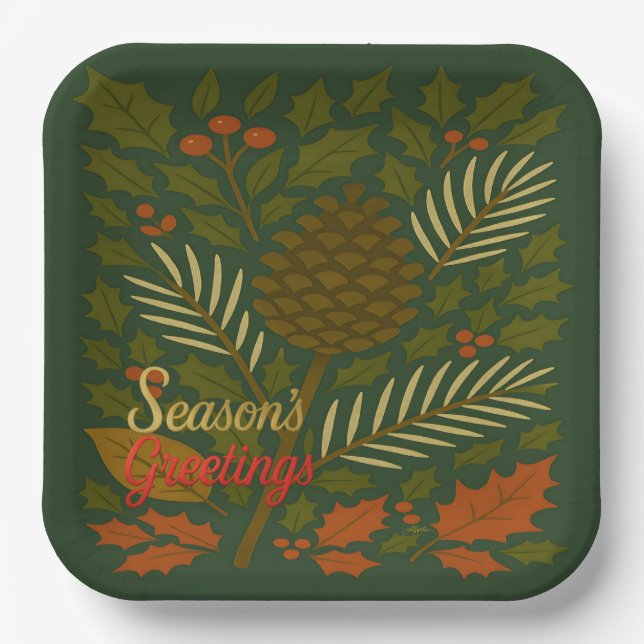 Die Grüße der Herbst- und Winterferien-Saison Pappteller (Vorderseite)