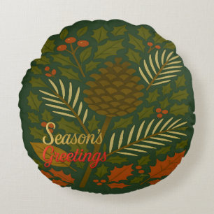 Die Grüße der Herbst- und Winterferien-Saison Rundes Kissen