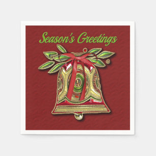 Die Grüße der Jahreszeit Gold Weihnachtsglocke Red Serviette