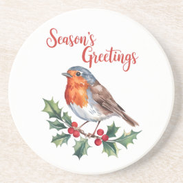 Die Grüße der Jahreszeit von fröhlichem Robin Getränkeuntersetzer