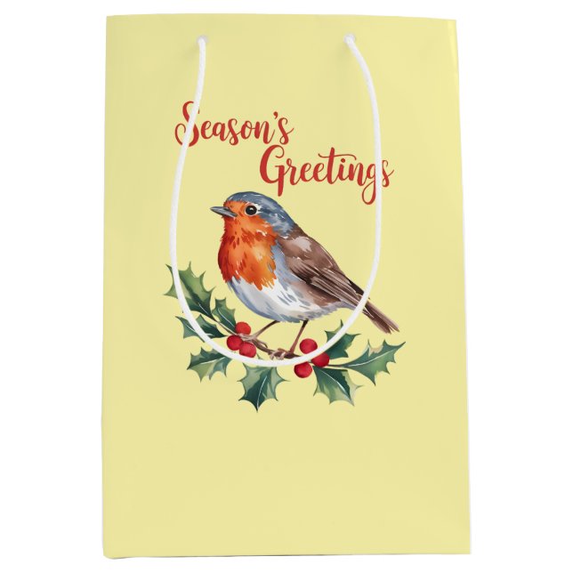 Die Grüße der Jahreszeit von fröhlichem Robin Mittlere Geschenktüte (Vorderseite)