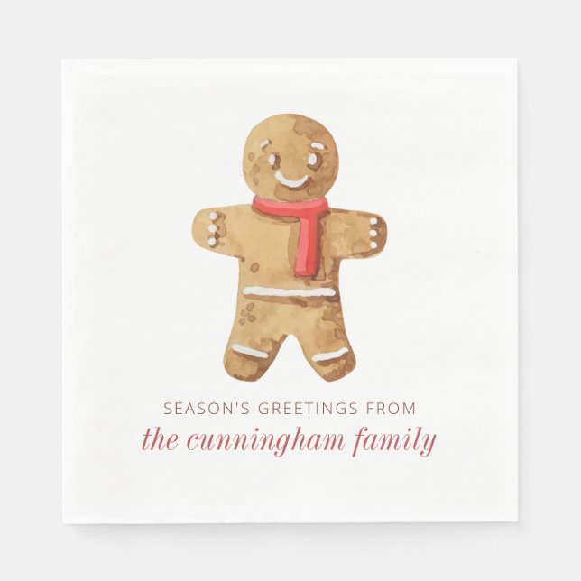 Die Grüße der Jahreszeit Wasserfarbe Lebkuchen Man Serviette (Vorderseite)