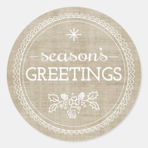 Die Grüße der Neuzeit Burlap Weihnachtssticker Runder Aufkleber