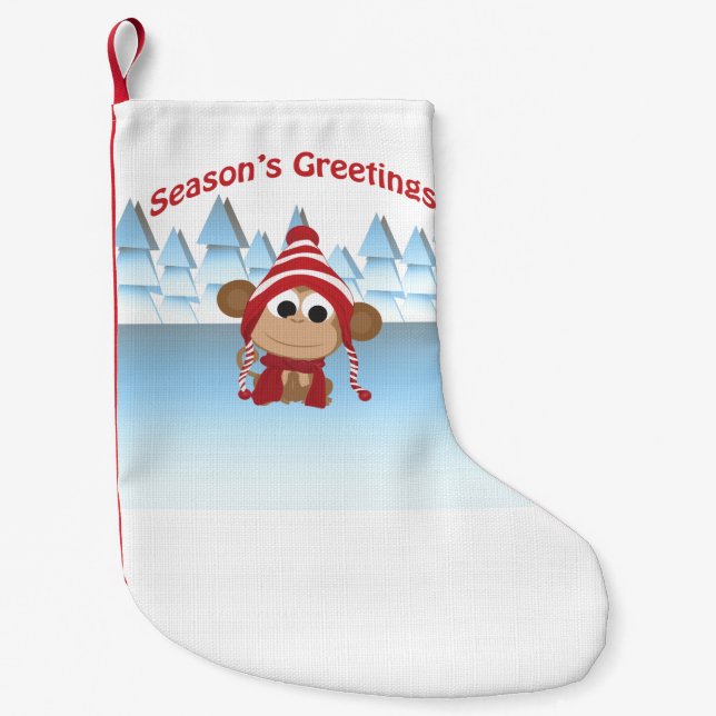 Die Grüße der Saison! Affe Kleiner Weihnachtsstrumpf (Vorderseite)