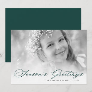 Die Grüße der Saison   Elegantes Script-Foto Feiertagskarte