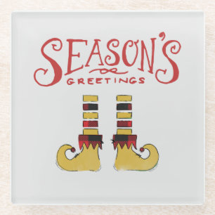 Die Grüße der Saison Elf Schuhe Glasuntersetzer