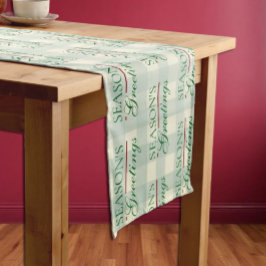 Die Grüße der Saison Gingham Weihnachten Kurzer Tischläufer