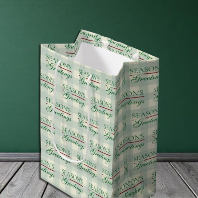 Die Grüße der Saison Gingham Weihnachten Mittlere Geschenktüte (Von Creator hochgeladen)