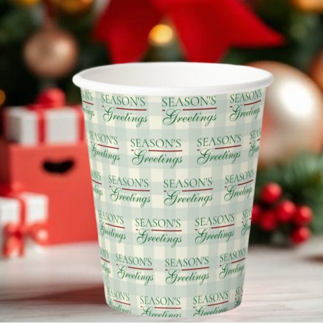Die Grüße der Saison Gingham Weihnachten Pappbecher (Von Creator hochgeladen)