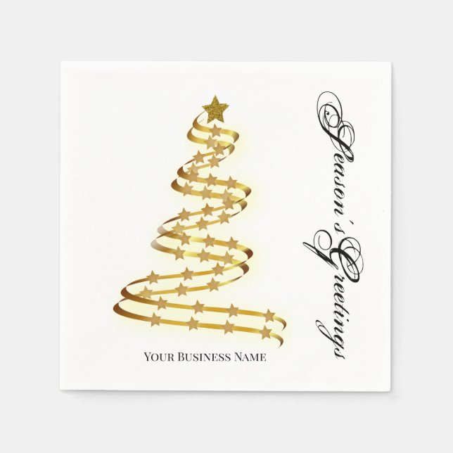 Die Grüße der Saison Gold Tree Stars Abstrakt Serviette (Vorderseite)