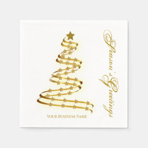 Die Grüße der Saison Gold Tree Stars Abstrakt Serviette