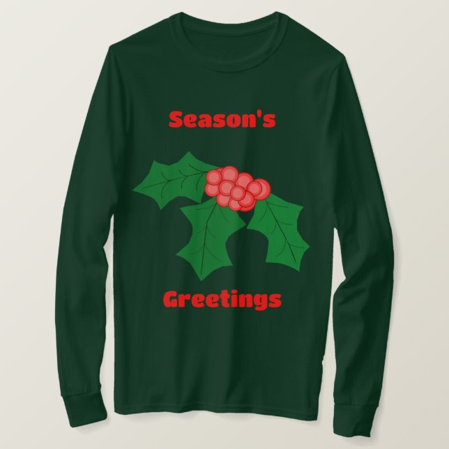 Die Grüße der Saison Holly Long Sleeve T - Shirt (Design vorne)