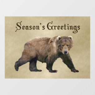Die Grüße der Saison - Kodiak-Bär Fensteraufkleber