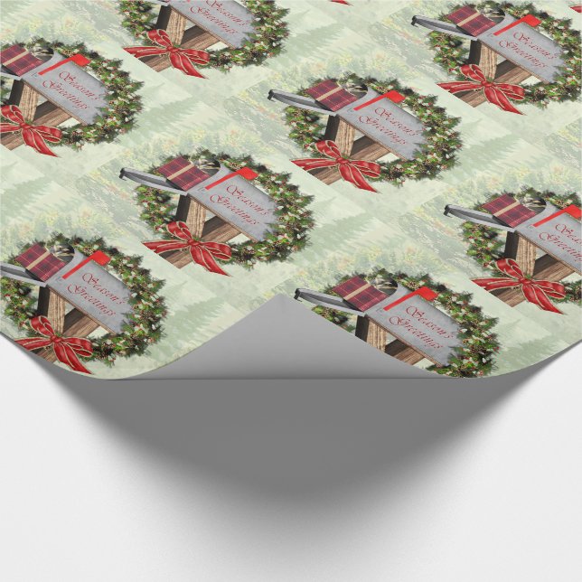 Die Grüße der Saison Mailbox Wraath Wrapping Paper Geschenkpapier (Ecke)