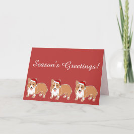 Die Grüße der Saison Merry Corgi Hunde Grußkarte Feiertagskarte