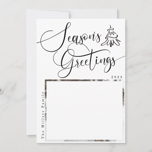 Die Grüße der Saison Moderne 2-Foto-Ferienkarte Einladung (Vorderseite)