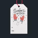 Die Grüße der Saison Niedlich Red Mittens Geschenkanhänger<br><div class="desc">Modernes und festliches Weihnachtsgeschenk-Tag mit Handschrift,  Rotmilben und Schneemuster. Dies ist Teil einer Urlaubssammlung "Die Grüße der Jahreszeit Red Mitten". Ergänzende Artikel sind verfügbar.</div>
