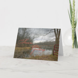 Die Grüße der Saison - Rotes Tor im Regen Feiertagskarte