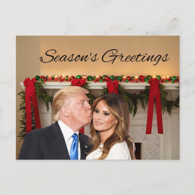 Die Grüße der Saison von Donald und Melania Postkarte (Vorderseite)
